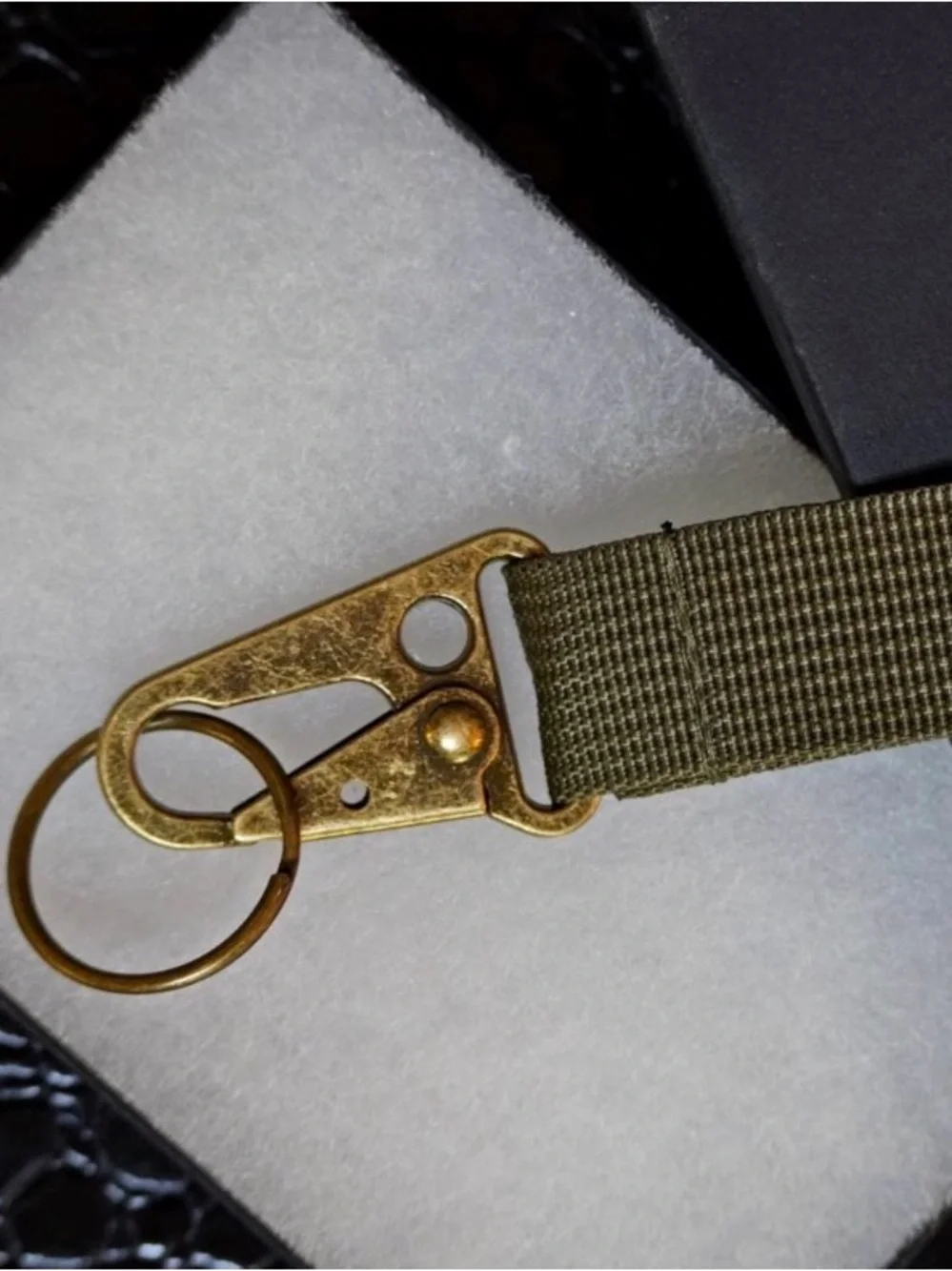 Antique Brass Tactical Keychain Lanyard Strap, Green
